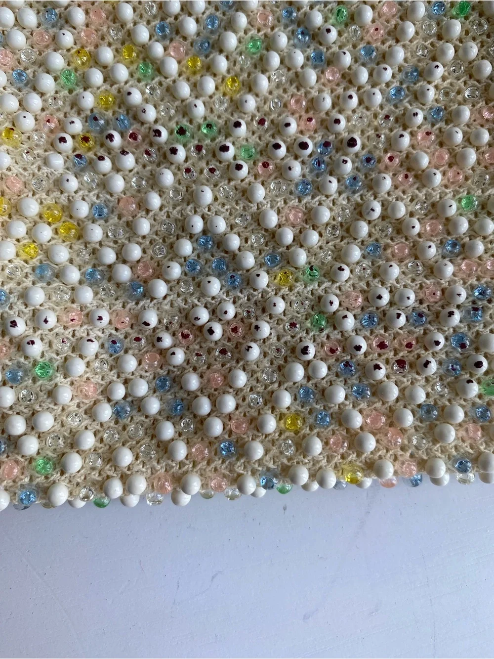 Vintage Corde Bead Purse - Beaded Pearl Accent Clutch - Picture 3 of 10